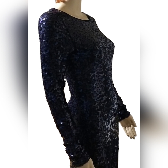 Le Chateau Sequined Keyhole Cut-out Bodycon Dress / Sz XXS / Eggplant Colour - Picture 8 of 17